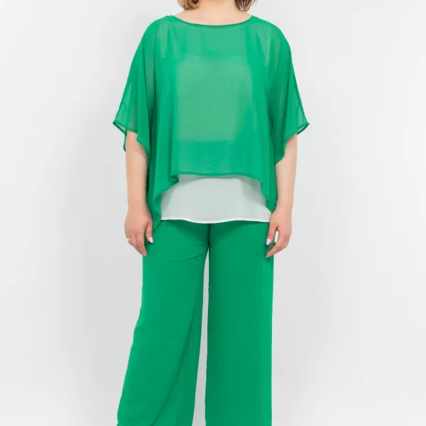 ΜΠΛΟΥΖΑ PLUS SIZE ΜΟΥΣΕΛΙΝΑ ΔΙΠΛΗ ΠΡΑΣΙΝΗ ΠΡΑΣΙΝΟ