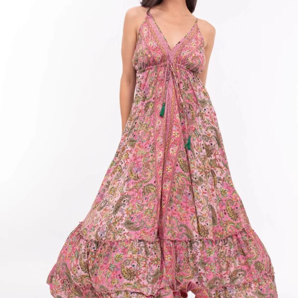 AXNARI ΦΟΡΕΜΑ BOHO FLORAL ΛΑΧΟΥΡ ΡΟΖ MULTICOLOR