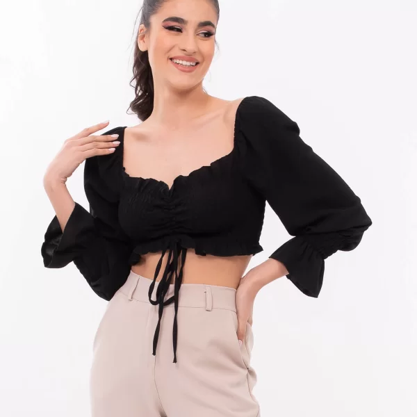 ΤΟΠ ΜΕ 3/4 ΜΑΝΙΚΙ ΚΑΙ ΣΟΥΡΑ ΜΑΥΡΟ ΜΑΥΡΟ