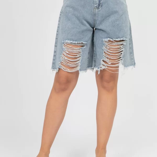 ΒΕΡΜΟΥΔΑ JEAN ΜΕ ΞΕΦΤΙΑ ΚΑΙ ΖΩΝΗ DENIM