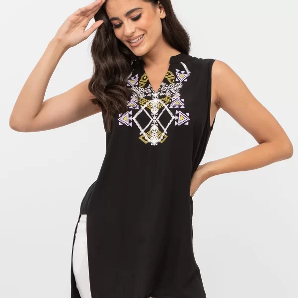 ΜΠΛΟΥΖΑ ΑΜΑΝΙΚΗ ΑΣΥΜΜΕΤΡΗ ΜΕ ΤΥΠΩΜΑ ΜΑΥΡΗ ΜΑΥΡΟ