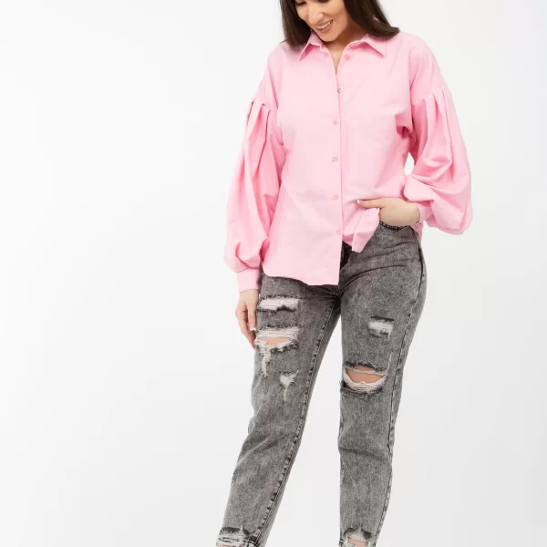 ΠΟΥΚΑΜΙΣΟ ΜΕ BALLOON ΜΑΝΙΚΙΑ t245 ΡΟΖ