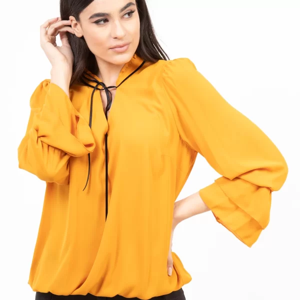 ΜΠΛΟΥΖΑ ΜΕ ΛΑΣΤΙΧΟ ΚΑΙ ΒΟΛΑΝ ΣΤΑ ΜΑΝΙΚΙΑ axd202bk ΩΧΡΑ