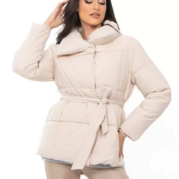 ΜΠΟΥΦΑΝ ΚΟΝΤΟ PUFFER ΜΕ ΖΩΝΗ ΕΚΡΟΥ ΕΚΡΟΥ