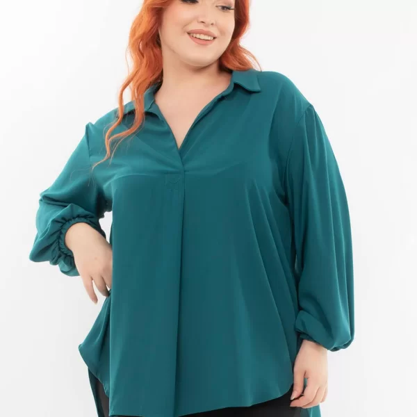 ΜΠΛΟΥΖΑ PLUS SIZE ΜΕ ΛΑΣΤΙΧΟ ΣΤΟ ΜΑΝΙΚΙ ΠΡΑΣΙΝΗ ΠΡΑΣΙΝΟ