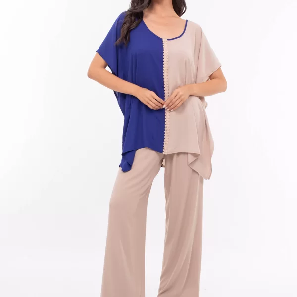 ΠΟΥΚΑΜΙΣΑ PLUS SIZE ΔΙΧΡΩΜΗ ΜΠΛΕ ΡΟΥΑ-ΜΠΕΖ ΜΠΛΕ ΡΟΥΑ