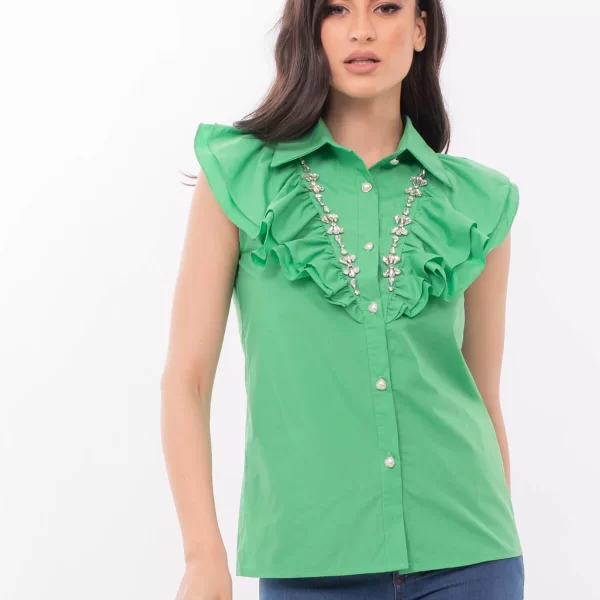 ΠΟΥΚΑΜΙΣΟ ΒΑΜΒΑΚΕΡΟ ΜΕ ΒΟΛΑΝ ΚΑΙ ΣΤΡΑΣ ΠΡΑΣΙΝΟ ΠΡΑΣΙΝΟ