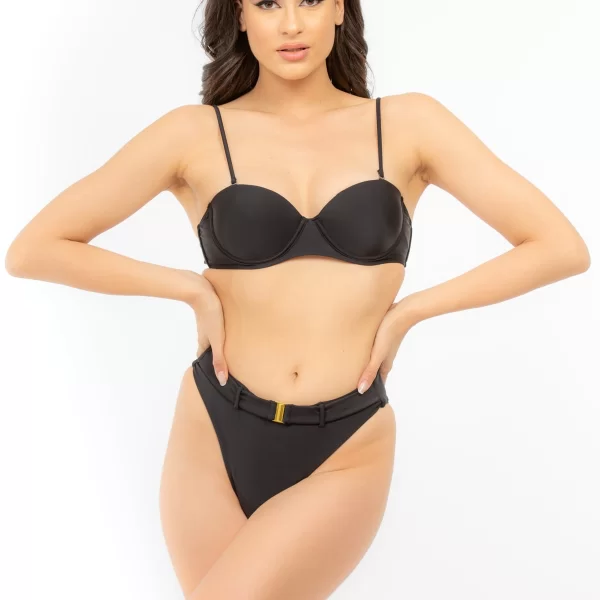 AXNARI ΜΑΓΙΟ ΜΠΙΚΙΝΙ ΜΕ ΜΠΑΝΕΛΑ ΚΑΙ ΖΩΝΑΚΙ m326m ΜΑΥΡΟ