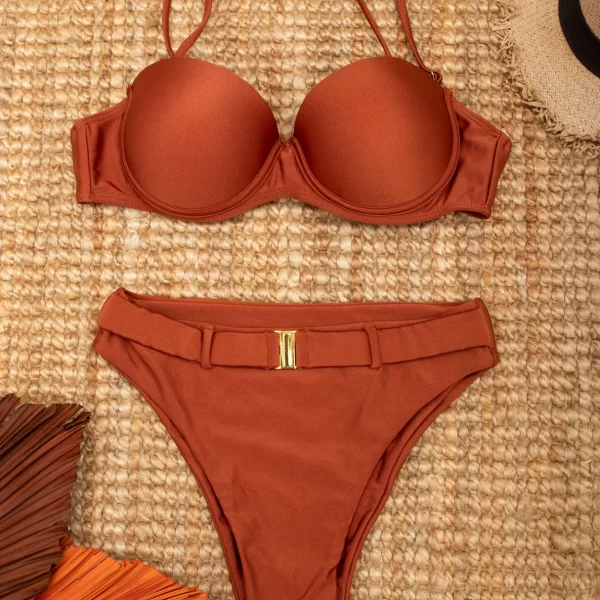 AXNARI ΜΑΓΙΟ ΜΠΙΚΙΝΙ ΜΕ ΜΠΑΝΕΛΑ ΚΑΙ ΖΩΝΑΚΙ m326b ΜΠΡΟΝΖΕ