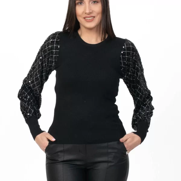 ΜΠΛΟΥΖΑ ΠΛΕΚΤΗ ΜΕ ΠΑΓΕΤΑ ΣΤΑ ΜΑΝΙΚΙΑ ΜΑΥΡΟ