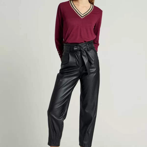 ΠΑΝΤΕΛΟΝΙ ΣΑΛΒΑΡΙ ΨΗΛΟΜΕΣΟ ECO-LEATHER ΜΑΥΡΟ