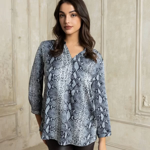 ΜΠΛΟΥΖΑ PLUS SIZE SNAKE PRINT ΓΚΡΙ ΓΚΡΙ