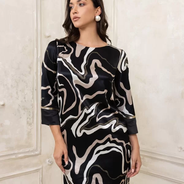 ΦΟΡΕΜΑ PLUS SIZE ΣΑΤΕΝ ΚΟΝΤΟ ΜΑΥΡΟ