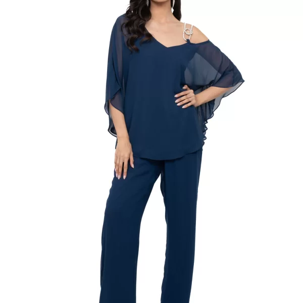 ΜΠΛΟΥΖΑ PLUS SIZE ΜΟΥΣΕΛΙΝΑ ΜΕ ΝΥΧΤΕΡΙΔΑ ΜΑΝΙΚΙΑ ΜΠΛΕ ΜΠΛΕ