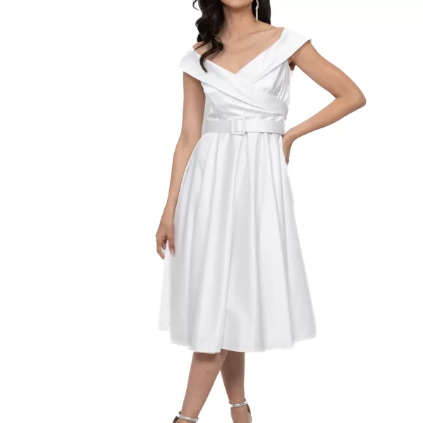 ΦΟΡΕΜΑ ΜΙΝΤΙ ΣΑΤΕΝ ΚΛΟΣ OFFSHOULDER ΛΕΥΚΟ ΛΕΥΚΟ