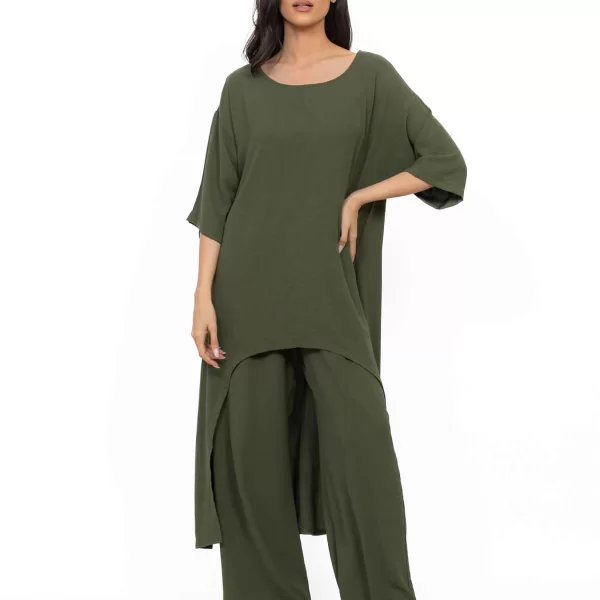 AXNARI ΣΕΤ PLUS SIZE ΠΑΝΤΕΛΟΝΙ ΜΠΛΟΥΖΑ ΧΑΚΙ ΧΑΚΙ