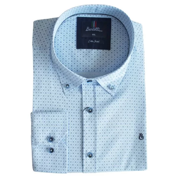 Πουκάμισο μακρυμάνικο ελαστικό με μικροσχέδιο - Cornflower Blue