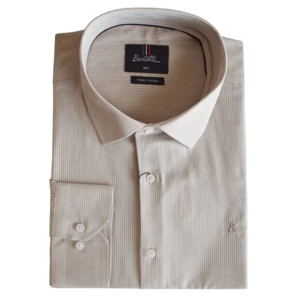 XXXL LEO Easy iron μακρυμάνικο ριγέ πουκάμισο - Beige