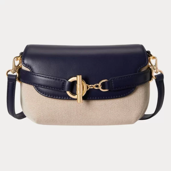 ΤΣΑΝΤΑ RALPH LAUREN CRSS DYE CNVS/NT SM-BLKE SM CRS-CXB-SMA NAVY BEIGE POLO RALPH LAUREN