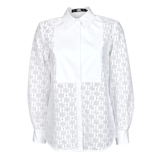 Πουκάμισα Karl Lagerfeld KL MONOGRAM LACE BIB SHIRT