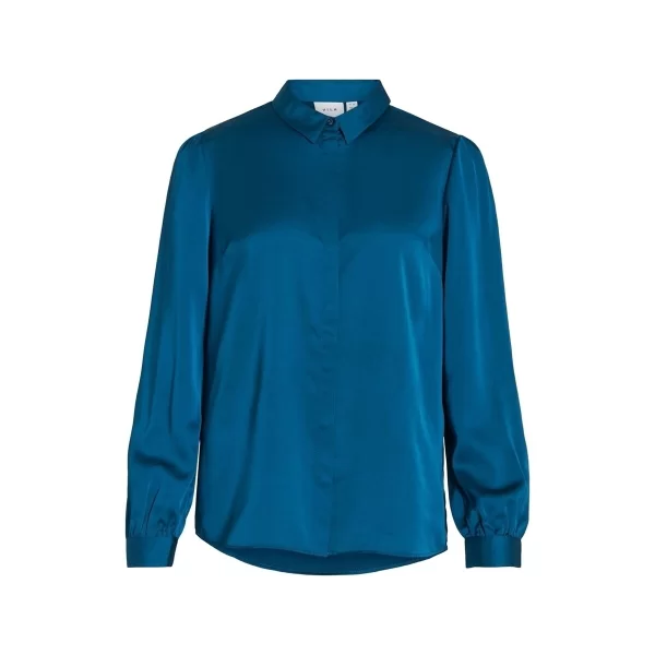 Vila Μπλούζα Vila Noos Ellette Satin Shirt - Moroccan Blue