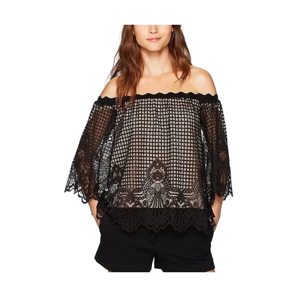 Μπλουζάκια με μακριά μανίκια Kendall & Kylie SCALLOP LACE TOP WOMEN KENDALL KYLIE
