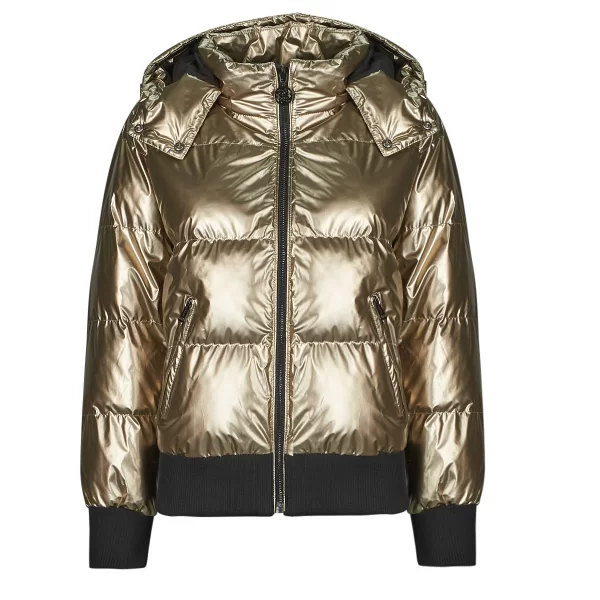 Χοντρό μπουφάν Guess BICE METALLIC HOODIE PUFFER