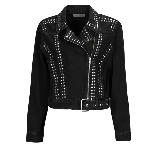 Δερμάτινο Μπουφάν Only ONLGILLA LS STUD DNM BIKER JACKET CRO