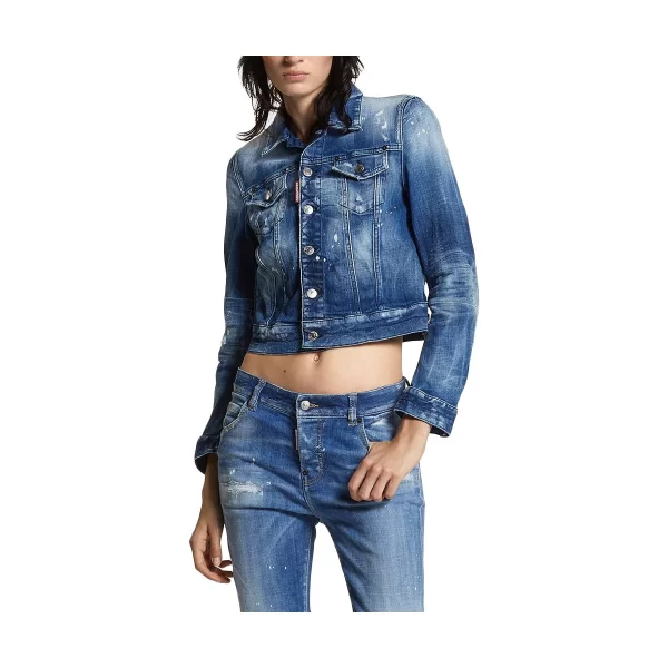 Dsquared Χοντρό μπουφάν Dsquared DENIM CLASSIC JACKET WOMEN