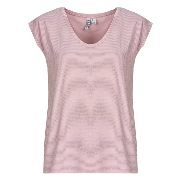 T-shirt με κοντά μανίκια Pieces PCBILLO TEE LUREX STRIPES