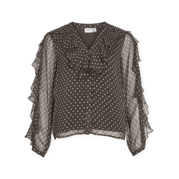 Μπλούζα Vila Top Harley - Chocolate Brown/White