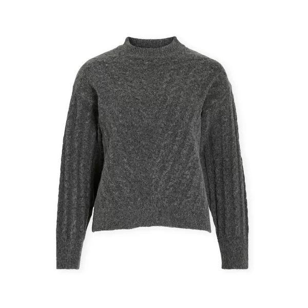 Πουλόβερ Vila Relli Highneck Knit - Dark Grey Melange