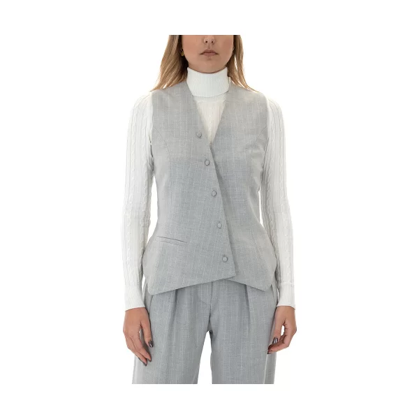 Αμάνικα/T-shirts χωρίς μανίκια Studio 83 STRIPES DIAGONAL CLOSURE VEST WOMEN