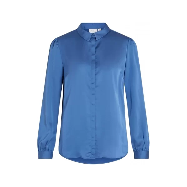 Μπλούζα Vila Camisa Ellette Satin L/S - Federal Blue