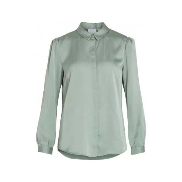 Μπλούζα Vila Shirt Ellette Satin L/S - Green/Milieu