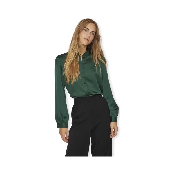Vila Μπλούζα Vila Noos Ellette Satin Shirt L/S - Pineneedle