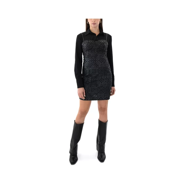 Φορέματα Twenty-29 FAUX LEATHER EMBROIDERED MINI DRESS WOMEN
