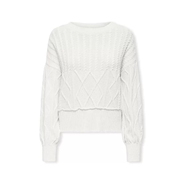Πουλόβερ Only Katia Life Loose Cable Knit - Cloud Dancer