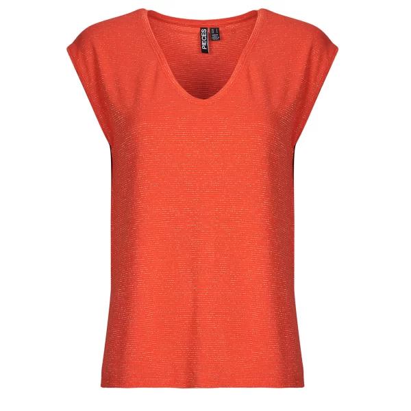 T-shirt με κοντά μανίκια Pieces PCBILLO TEE LUREX STRIPES