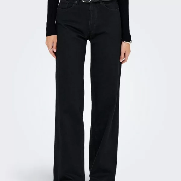 Only Juicy Γυναικείο Wide Leg Jeans 15338858 Μαύρο