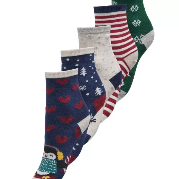 Only Christmas Γυναικείες Κάλτσες 5-Pack 15302304 Κόκκινο