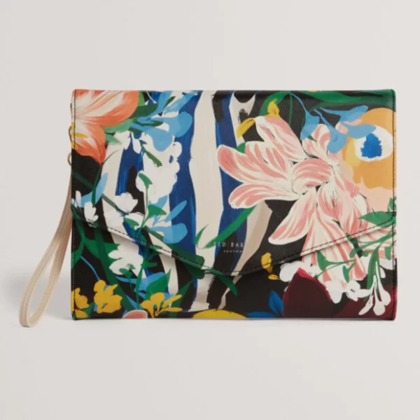 Ted Baker Bouioni Floral Bouquet Printed Envelop Pouch 284119 Γκρι Μπεζ