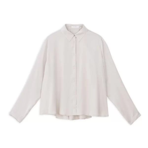 Philosophy Satin Fine Ecovero Long Sleeve Shirt SH77261 Γκρι Μπεζ