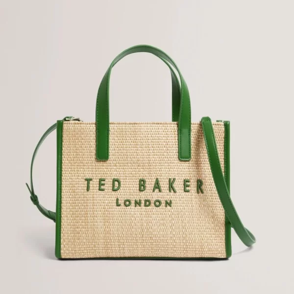 Ted Baker Paolina Faux Raffia Small Icon Bag 284037 Πράσινο