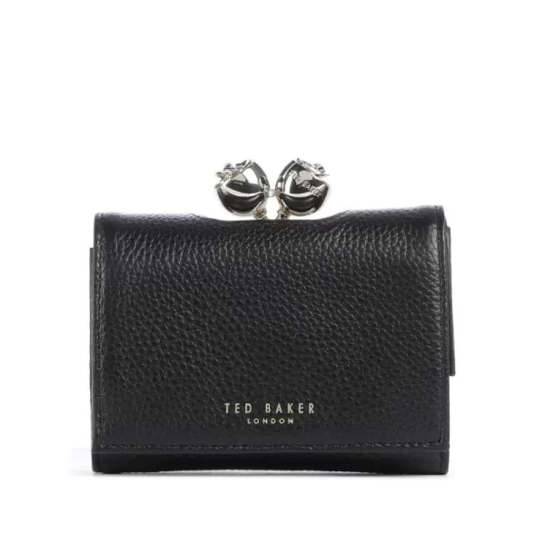 Ted Baker ROOSA Rose Detail Small Leather Bobble Purse 283899 Μαύρο