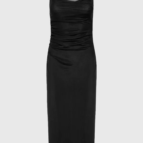 FUNKY BUDDHA Funky Buddha Γυναικείο Midi Ντραπέ Φόρεμα FBL011-131-13 Μαύρο