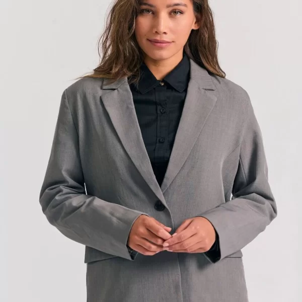 Funky Buddha Γυναικείο σακάκι FBL012-124-01 Σκούρο Γκρί