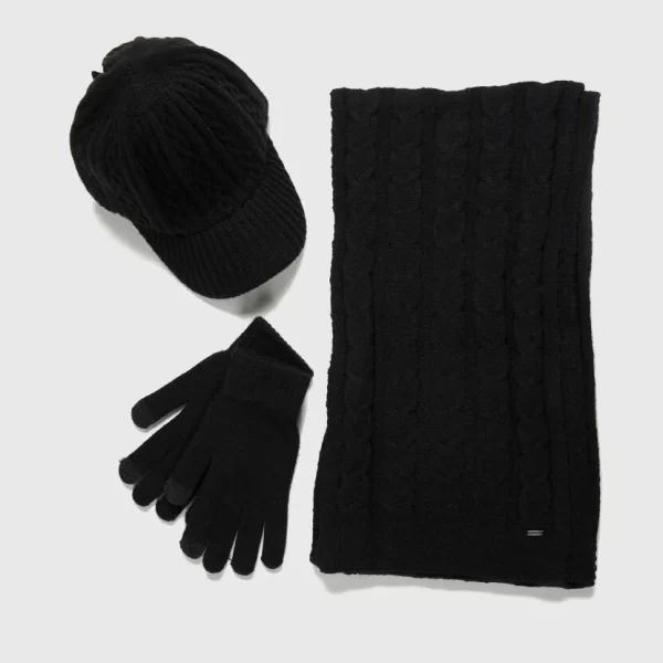 Funky Buddha Γυναικείο σετ με γάντια-κασκόλ-καπέλο FBL012-108-10 Μαύρο