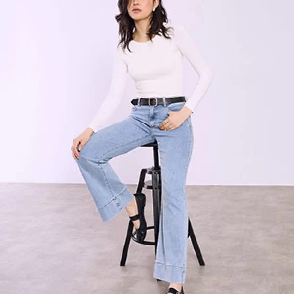 Τζιν ψηλόμεσο με ζώνη SQ7643.1804+1