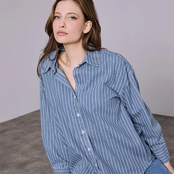 Πουκάμισο τζιν με ρίγες SQ1795.3133+2